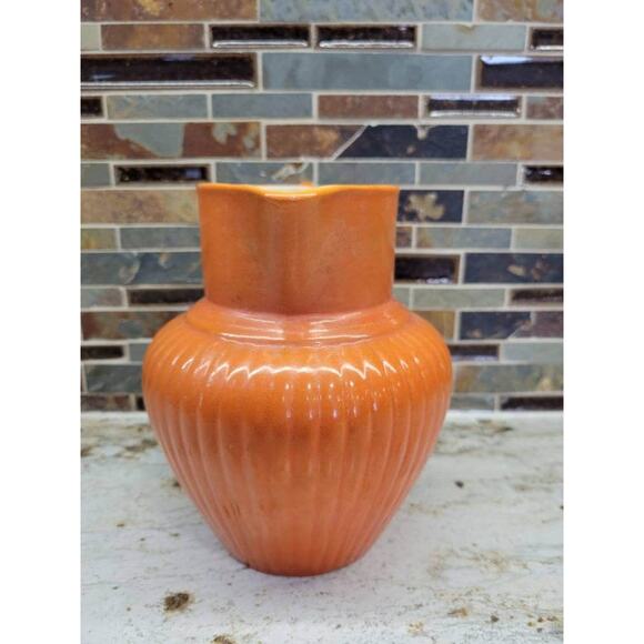 Vintage Red Wing Gypsy Trail Reed Tall Ribbed Pottery Pitcher,  Unmarked - Picture 3 of 6
